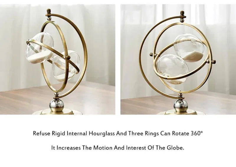 Vintage Rotating Brass Hourglass