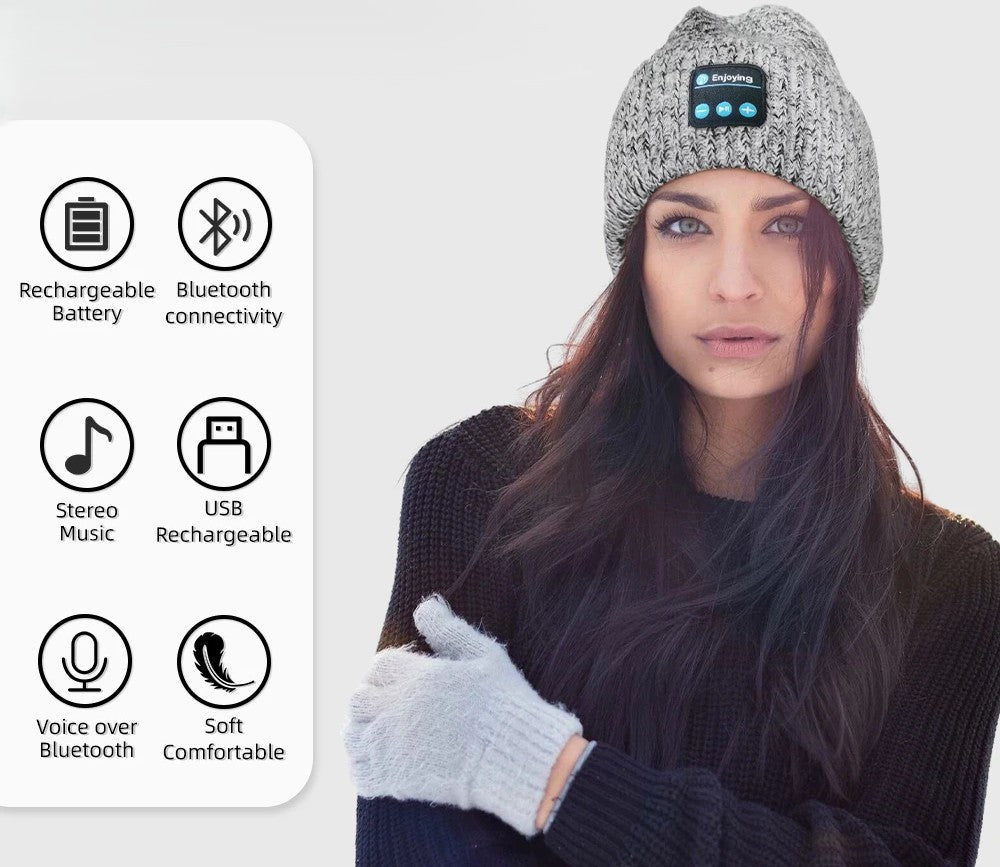 Unisex Winter Bluetooth Hat / Warm Knitted Beanie with Wireless Headphones