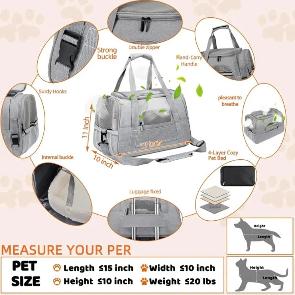 Travers Pet Carrier Airline Approved Travel Bag-size