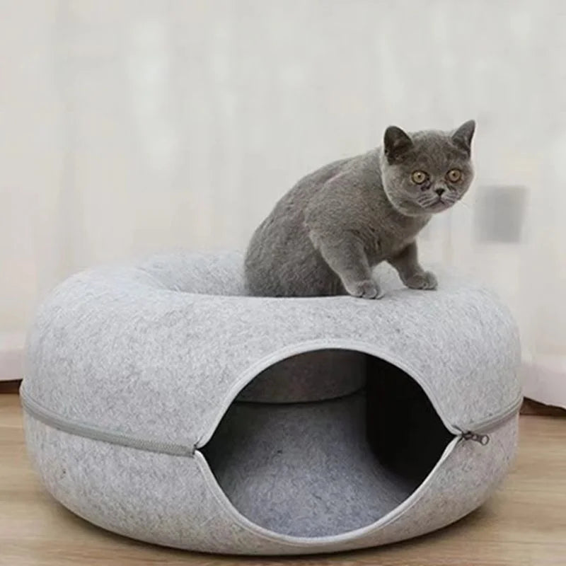 2-in-1-Cat-Tunnel-Bed-Grey.