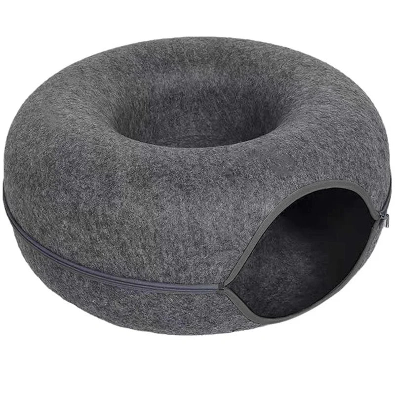 2-in-1-Cat-Tunnel-Bed-Black