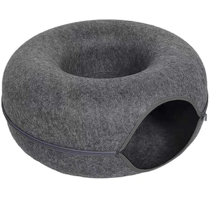 2-in-1-Cat-Tunnel-Bed-Black