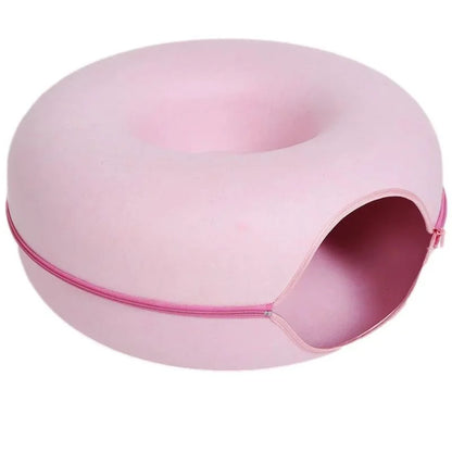 2-in-1-Cat-Tunnel-Bed-Pink
