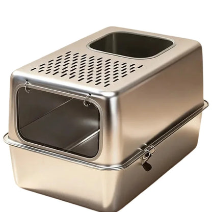 BYRCHS-Cat-Litter-Box-Premium-in-Enclosed-Stainless-Steel-,