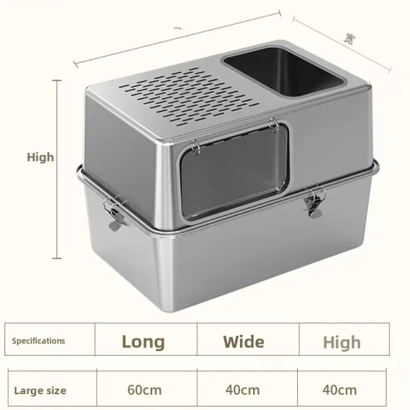 BYRCHS-Cat-Litter-Box-Premium-in-Enclosed-Stainless-Steel-size