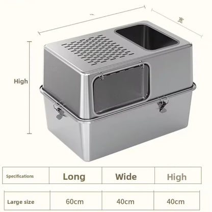 BYRCHS-Cat-Litter-Box-Premium-in-Enclosed-Stainless-Steel-size