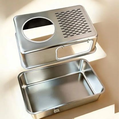 BYRCHS-Cat-Litter-Box-Premium-in-Enclosed-Stainless-Steel+