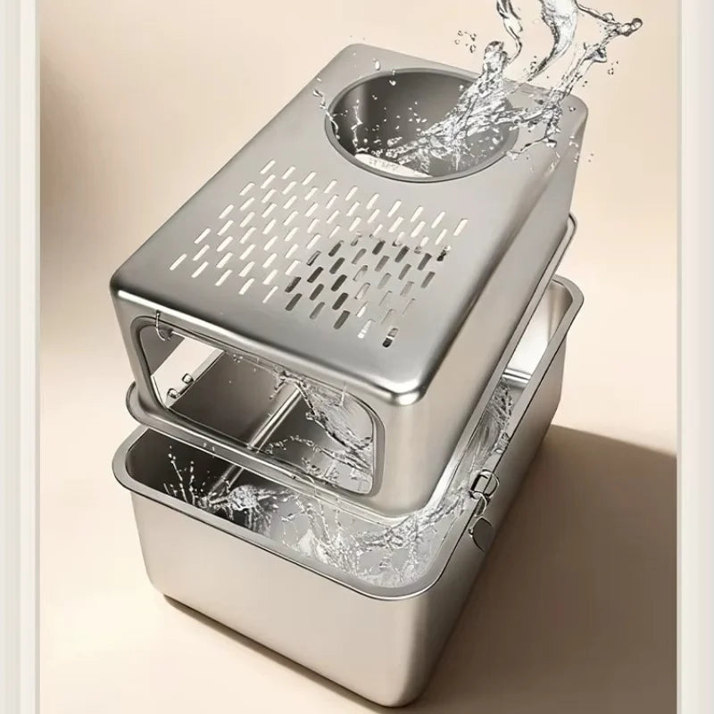BYRCHS-Cat-Litter-Box-Premium-in-Enclosed-Stainless-Steel-*