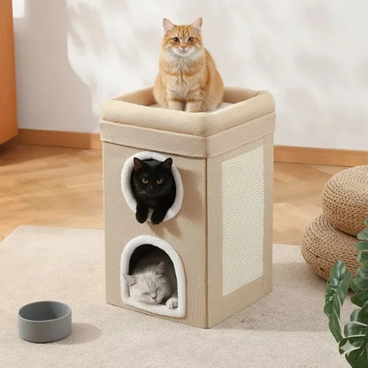 Cat Bed Arwyn Semi-Enclosed Foldable Cat House with Scratcher´.