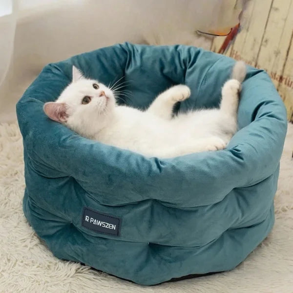 Cat Bed Elmsley | Cosy Velvet Bed for Cats and Small Dogs,.-
