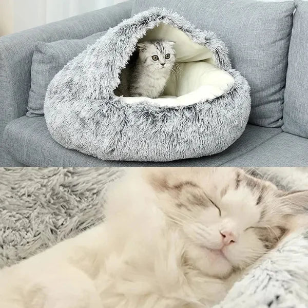 Cat Bed Everloft | Self-Warming Plush Nest Bed for Cats+.
