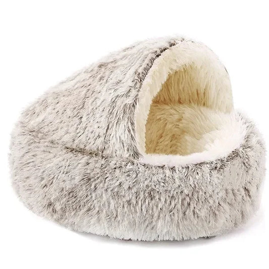 Cat Bed Everloft | Self-Warming Plush Nest Bed for Cats-brown