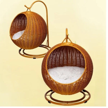 Cat Bed Halden Winter Pet Basket | Wicker Bed for Cats-details