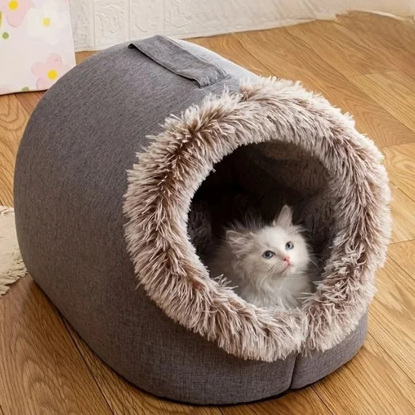 Cat Bed Lorn  Cosy Winter Nest Bed for Cats-beige