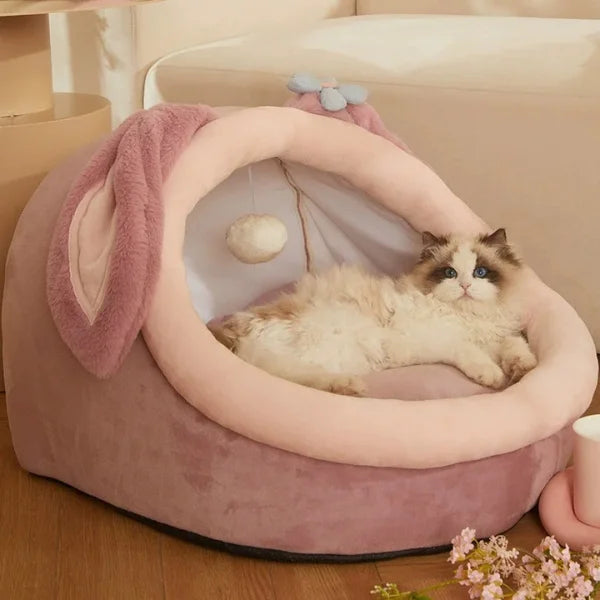 Cat Bed Marlowe | Bunny Ear Cushion Bed for Cats-pink