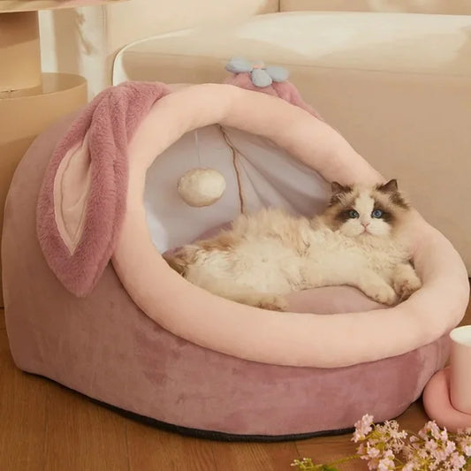 Cat Bed Marlowe | Bunny Ear Cushion Bed for Cats-pink