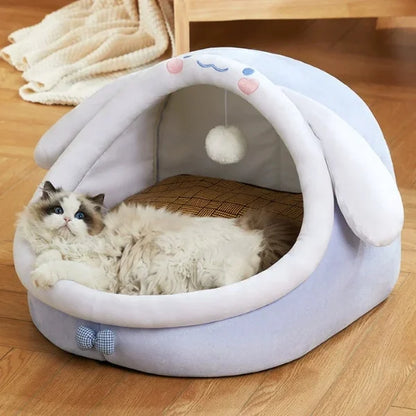 Cat Bed Marlowe | Bunny Ear Cushion Bed for Cats-blue02