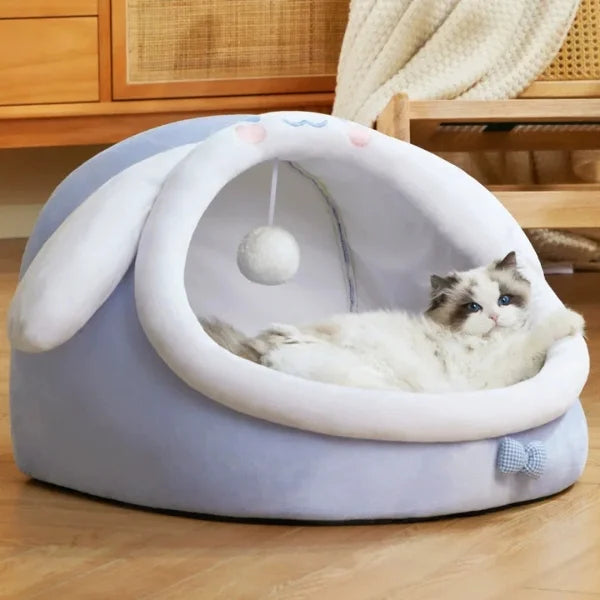 Cat Bed Marlowe | Bunny Ear Cushion Bed for Cats-blue 04
