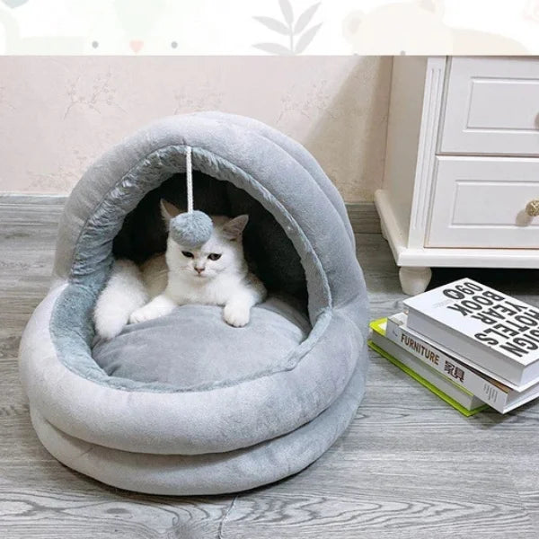 Cat Bed SoftBloom  Cozy Cave Nest Bed for Cats-Gray