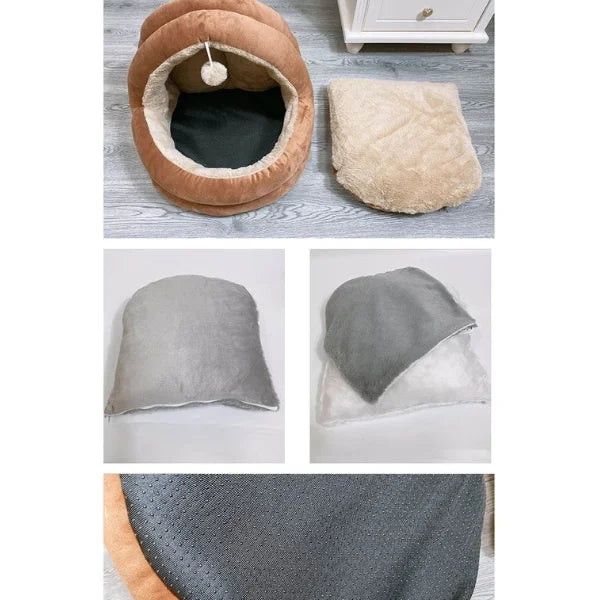 Cat Bed SoftBloom  Cozy Cave Nest Bed for Cats-info..