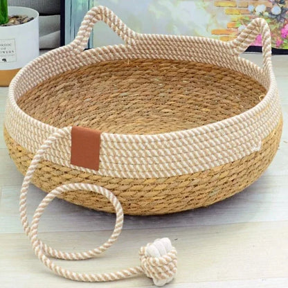 Cat Bed Vaelan | Woven Rattan Bed for All Seasons.details.,