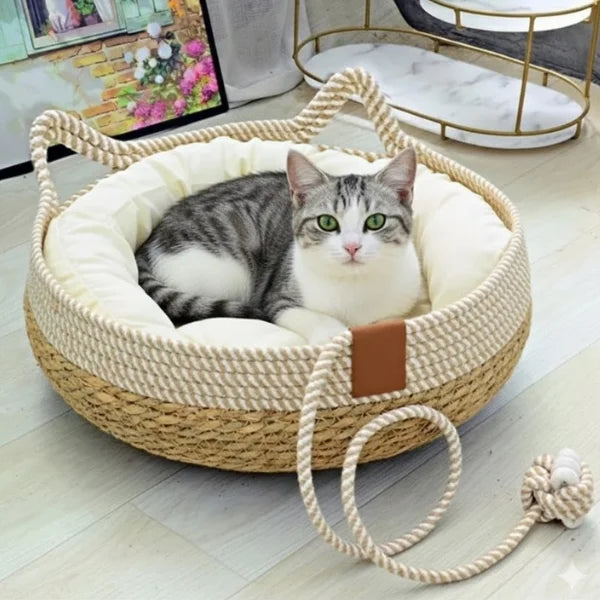 Cat Bed Vaelan | Woven Rattan Bed for All Seasons.