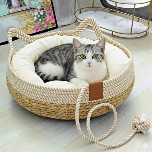 Cat Bed Vaelan | Woven Rattan Bed for All Seasons.