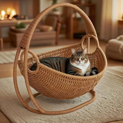 Cat-Beds-Sorin Hanging-Rattan-Cat-Bed