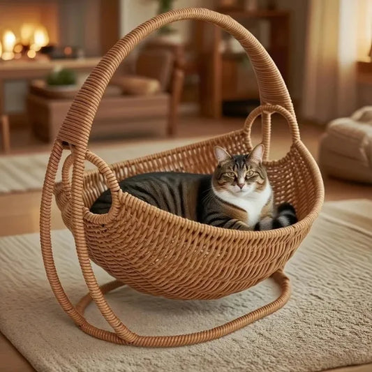 Cat-Beds-Sorin Hanging-Rattan-Cat-Bed