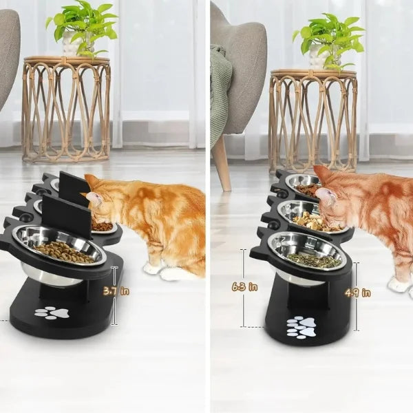 Cat Feeder Betsy | Adjustable Elevated Stand with 3 Bowls- info