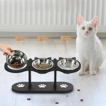 Cat Feeder Betsy | Adjustable Elevated Stand with 3 Bowls