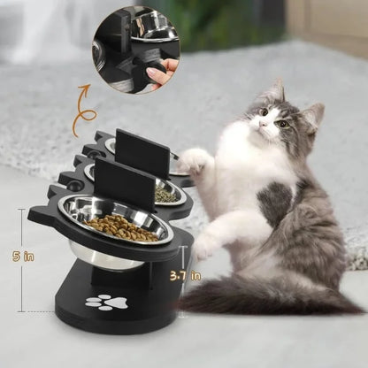 Cat Feeder Betsy | Adjustable Elevated Stand with 3 Bowls