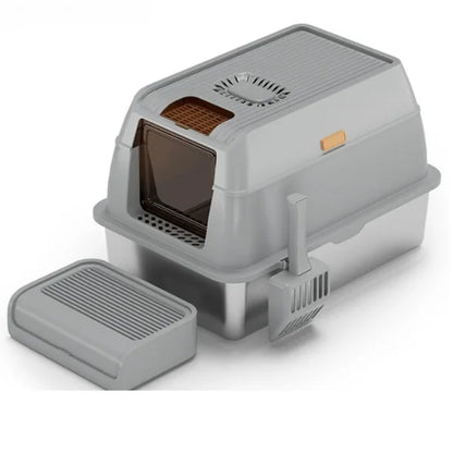 Cat Litter Box Arwen Stainless Steel Litter Box for Cats-gray