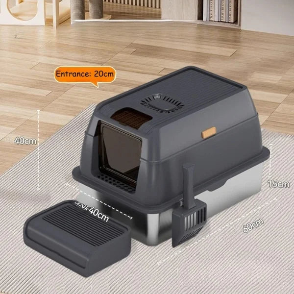 Cat Litter Box Arwen Stainless Steel Litter Box for Cats-size