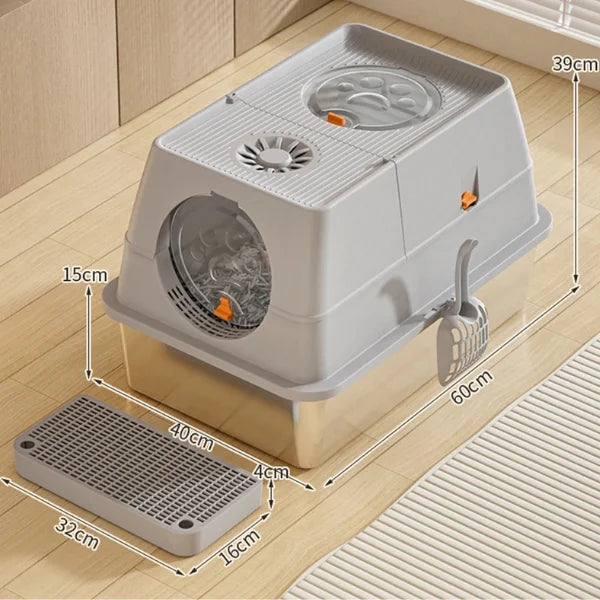 Cat-Litter-Box-Merrin-Premium-Stainless-Steel-gray-size 