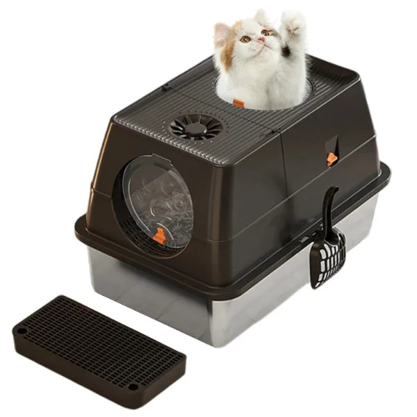 Cat-Litter-Box-Merrin-Premium-Stainless-Steel-colour black