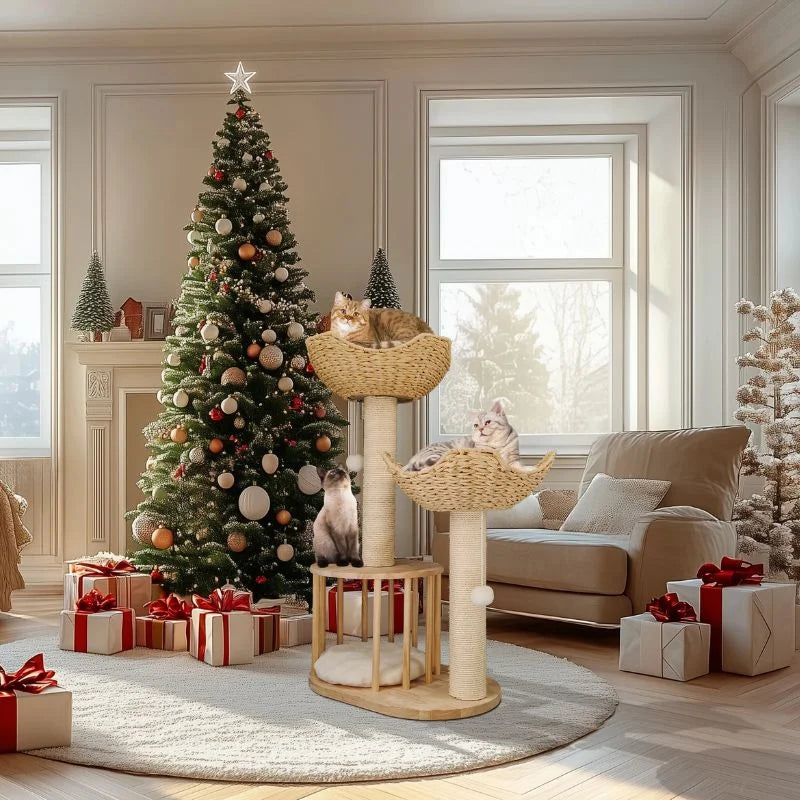 Cat Tree  3-Level Cat Tower with Sisal Scratcher Posts