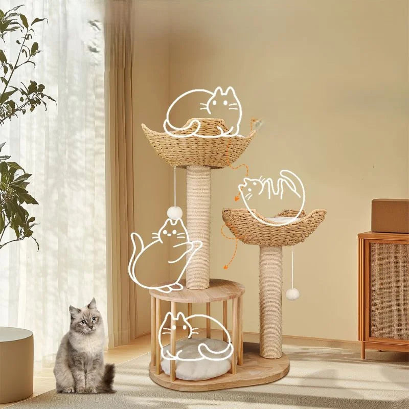 Cat Tree  3-Level Cat Tower with Sisal Scratcher Posts-info02