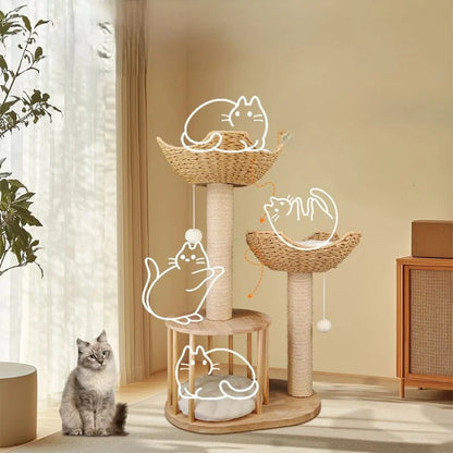 Cat Tree  3-Level Cat Tower with Sisal Scratcher Posts-info02