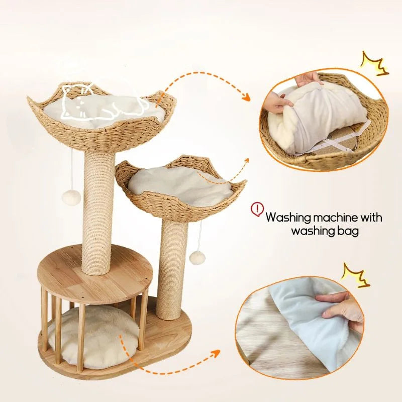 Cat Tree  3-Level Cat Tower with Sisal Scratcher Posts-info