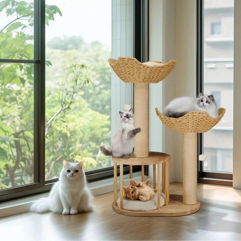 Cat Tree  3-Level Cat Tower with Sisal Scratcher Posts-