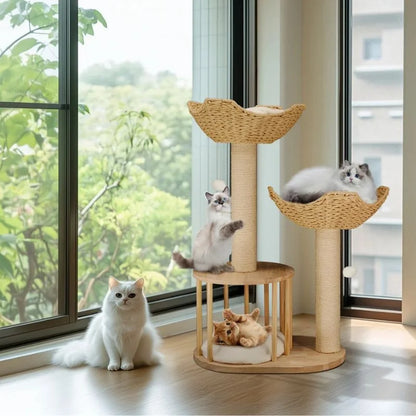 Cat Tree  3-Level Cat Tower with Sisal Scratcher Posts-
