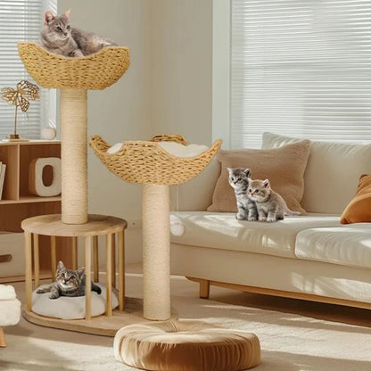 Cat Tree  3-Level Cat Tower with Sisal Scratcher Posts-.
