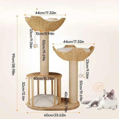 Cat Tree  3-Level Cat Tower with Sisal Scratcher Posts-size