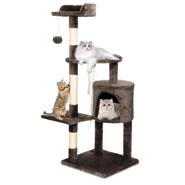 Cat Tree for Cats Velora | Climbing Centre with Sisal Scratch Posts-grey-02