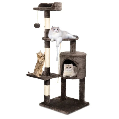 Cat Tree for Cats Velora | Climbing Centre with Sisal Scratch Posts-grey-02