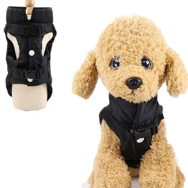 DOG COAT | Warm Padded Waterproof Vest with Harness Black