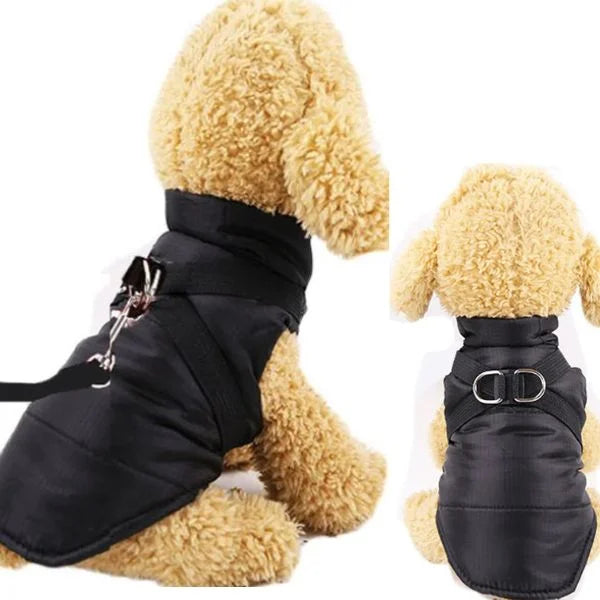 DOG COAT | Warm Padded Waterproof Vest with Harness  black