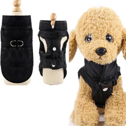 DOG COAT | Warm Padded Waterproof Vest with Harness black