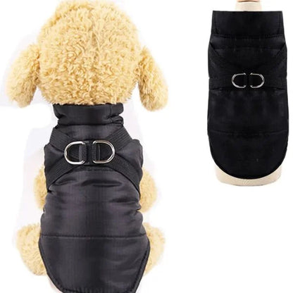 DOG COAT | Warm Padded Waterproof Vest with Harness Black